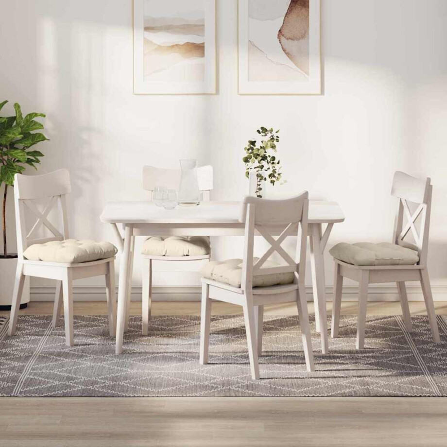 vidaXL Zitkussens 4 pcs Crème 45 x 45 cm Katoen Stof afbeelding 1