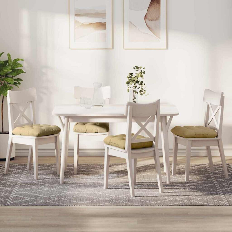 vidaXL Zitkussens 4 pcs Grijs groen 45 x 45 cm Katoen Stof vidaXL Zitkussens 4 pcs Grijs groen 45 x 45 cm Katoen Stof afbeelding 1