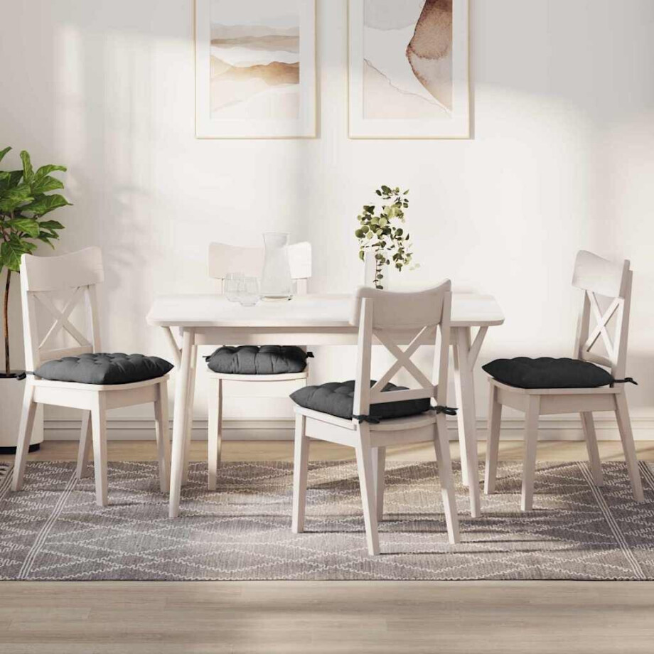 vidaXL Zitkussens 4 pcs Donkergrijs 40 x 40 x 6 cm Katoen Stof afbeelding 1