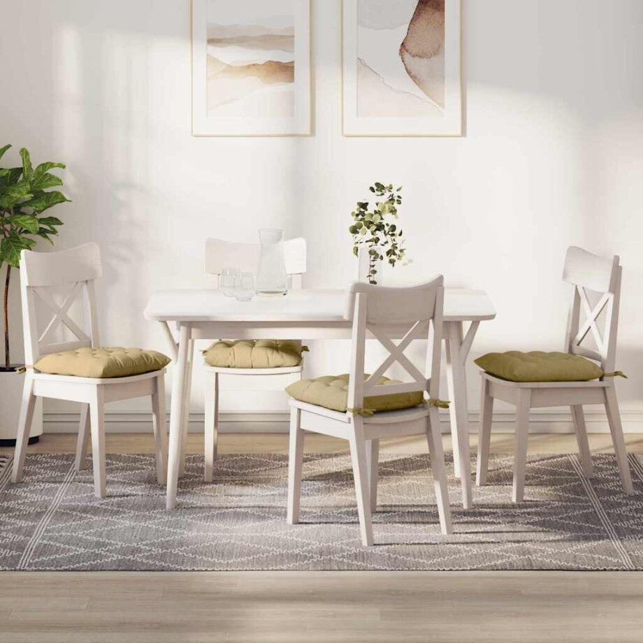 vidaXL Zitkussens 4 pcs Grijs groen 40 x 40 x 6 cm Katoen Stof vidaXL Zitkussens 4 pcs Grijs groen 40 x 40 x 6 cm Katoen Stof afbeelding 1