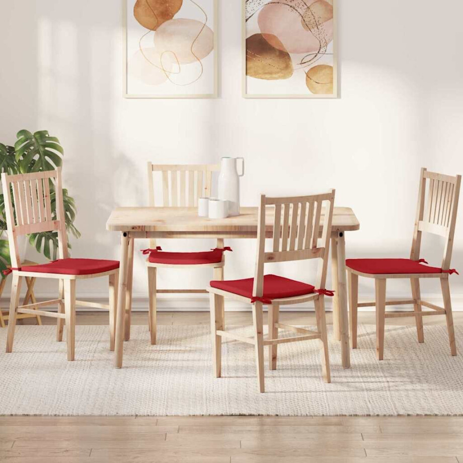 vidaXL Zitkussens 4 pcs Rood 40 x 40 x 3 cm Stof afbeelding 1