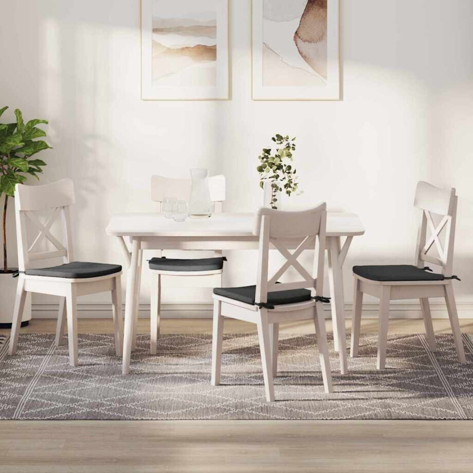 vidaXL Zitkussens 4 pcs Donkergrijs 40 x 40 x 3 cm Katoen Stof afbeelding 1