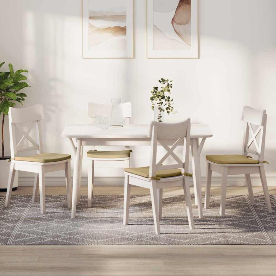 vidaXL Zitkussens 4 pcs Grijs groen 40 x 40 x 3 cm Katoen Stof vidaXL Zitkussens 4 pcs Grijs groen 40 x 40 x 3 cm Katoen Stof afbeelding 1