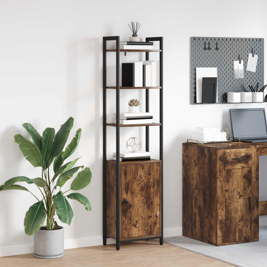 vidaXL Boekenkast Gerookt eiken 40 x 24 x 161 cm Bewerkt hout afbeelding 1
