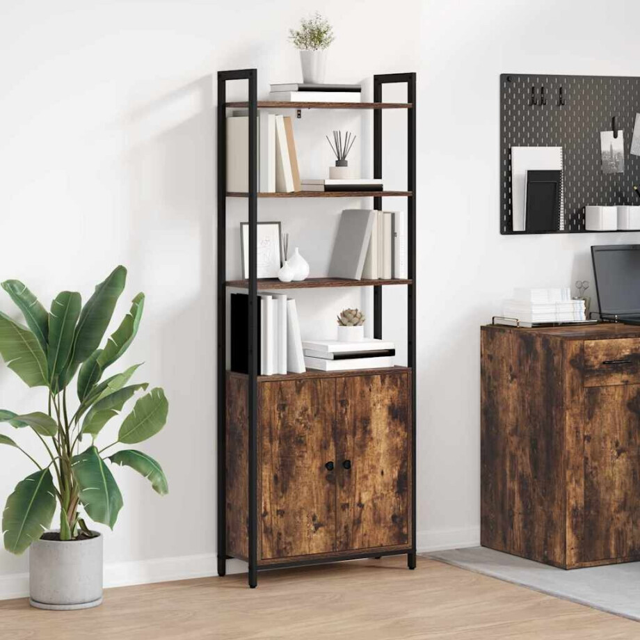 vidaXL Boekenkast Gerookt eiken 60 x 24 x 161 cm Bewerkt hout afbeelding 1