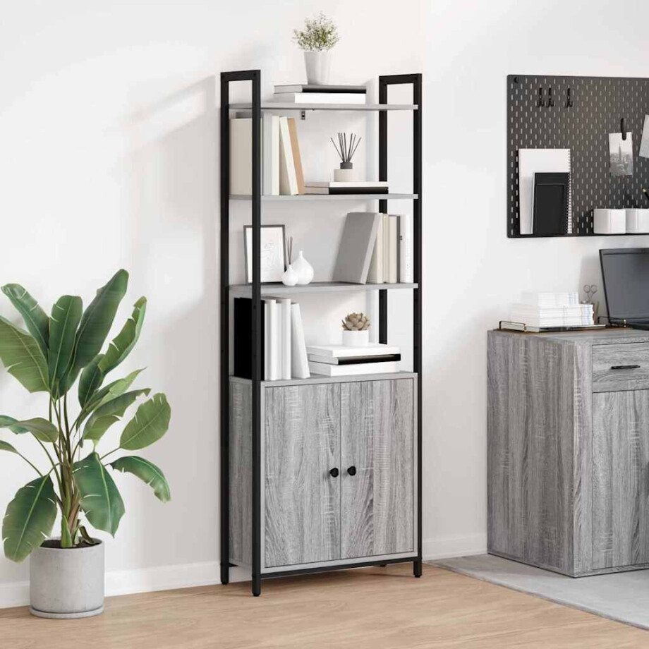 vidaXL Boekenkast Grijs Sonoma 60 x 24 x 161 cm Bewerkt hout vidaXL Boekenkast Grijs Sonoma 60 x 24 x 161 cm Bewerkt hout afbeelding 1