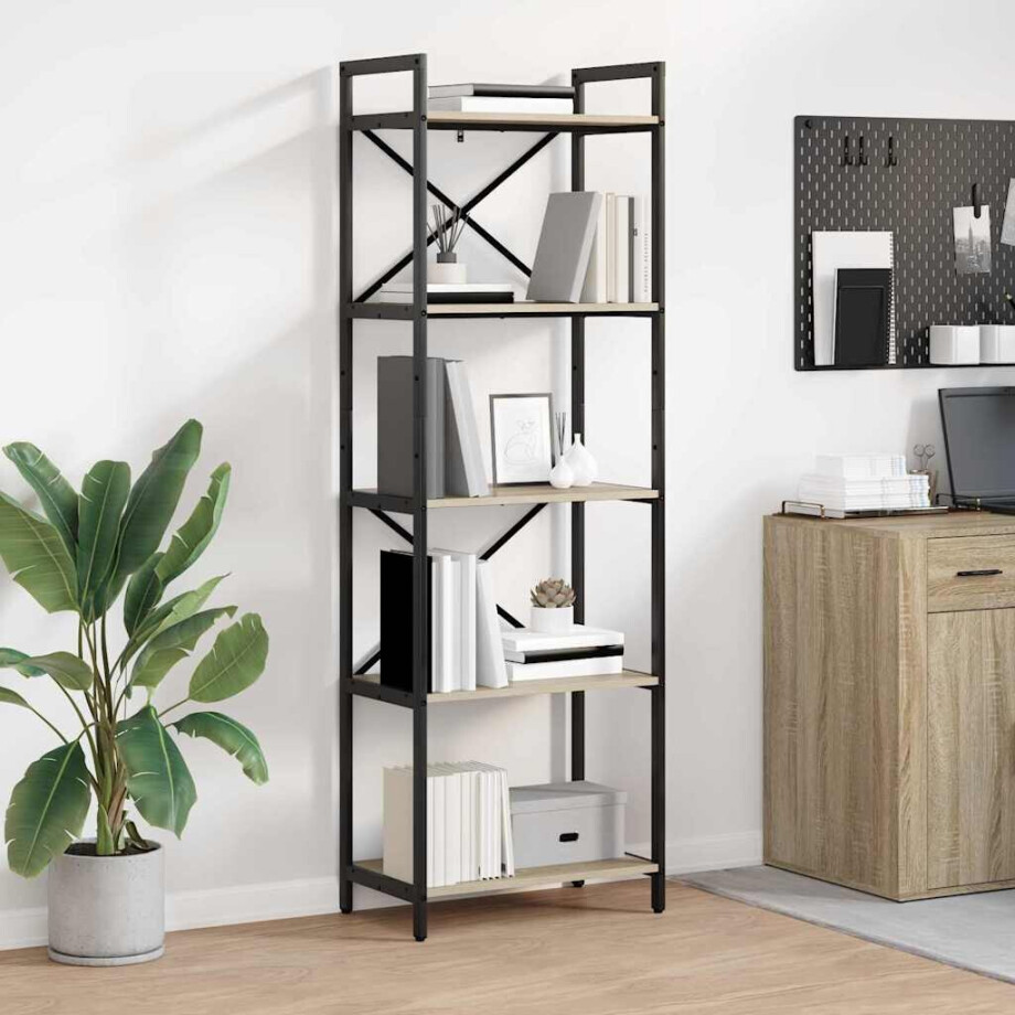 vidaXL Boekenkast Sonoma Eiken 56 x 34 x 171 cm Bewerkt hout afbeelding 1