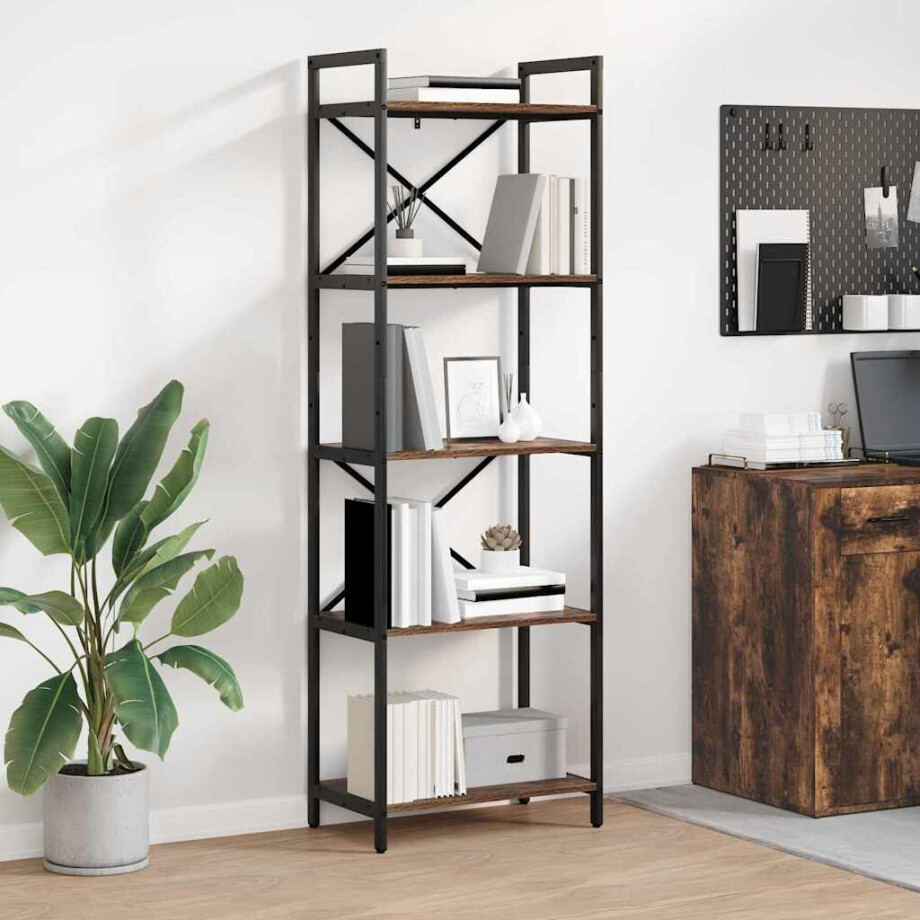 vidaXL Boekenkast Gerookt eiken 56 x 34 x 171 cm Bewerkt hout afbeelding 1