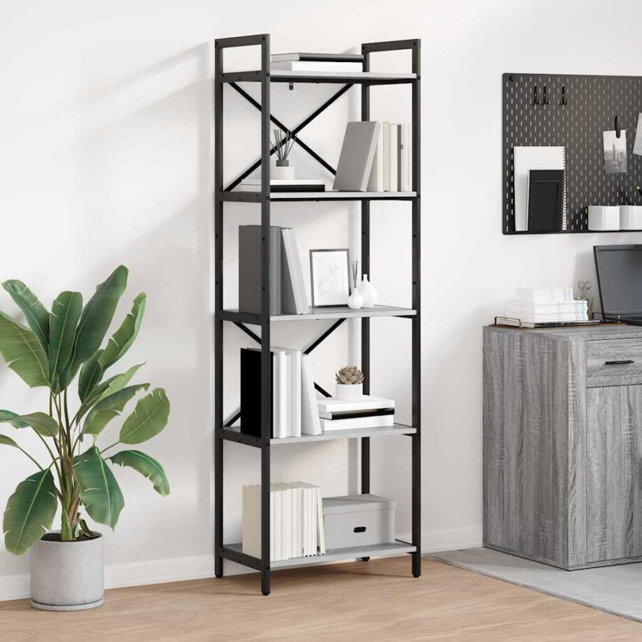 vidaXL Boekenkast Grijs Sonoma 56 x 34 x 171 cm Bewerkt hout vidaXL Boekenkast Grijs Sonoma 56 x 34 x 171 cm Bewerkt hout afbeelding 1