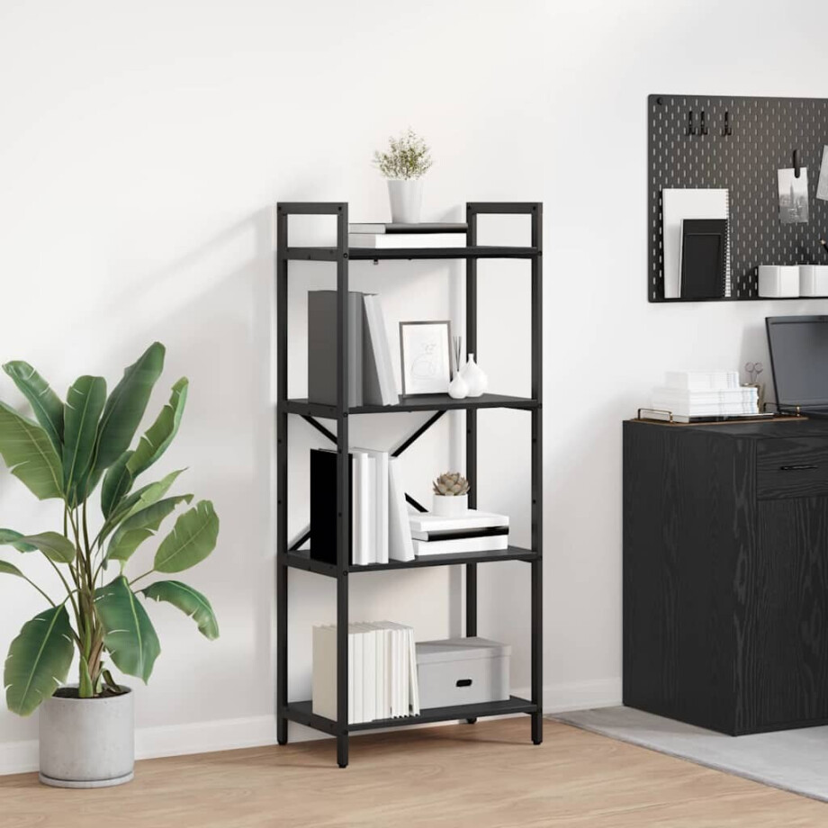 vidaXL Boekenkast Zwart Eiken 56 x 34 x 133,5 cm Bewerkt hout afbeelding 1