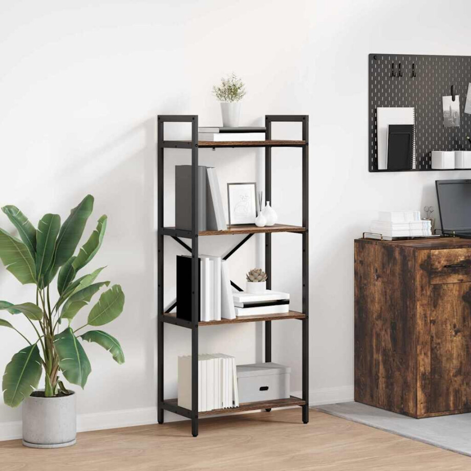 vidaXL Boekenkast Gerookt eiken 56 x 34 x 133,5 cm Bewerkt hout vidaXL Boekenkast Gerookt eiken 56 x 34 x 133,5 cm Bewerkt hout afbeelding 1