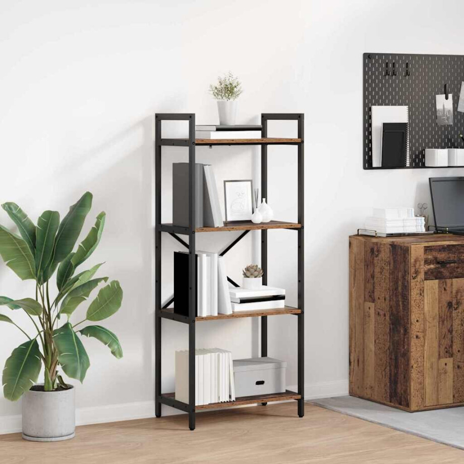vidaXL Boekenkast Oud Hout 56 x 34 x 133,5 cm Bewerkt hout afbeelding 1
