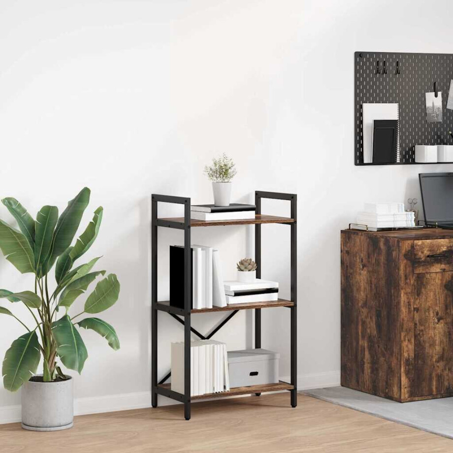 vidaXL Boekenkast Gerookt eiken 56 x 34 x 96 cm Bewerkt hout vidaXL Boekenkast Gerookt eiken 56 x 34 x 96 cm Bewerkt hout afbeelding 1