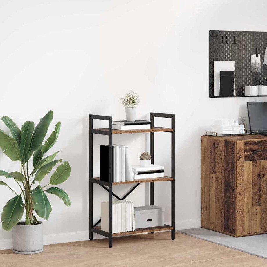 vidaXL Boekenkast Oud Hout 56 x 34 x 96 cm Bewerkt hout afbeelding 1