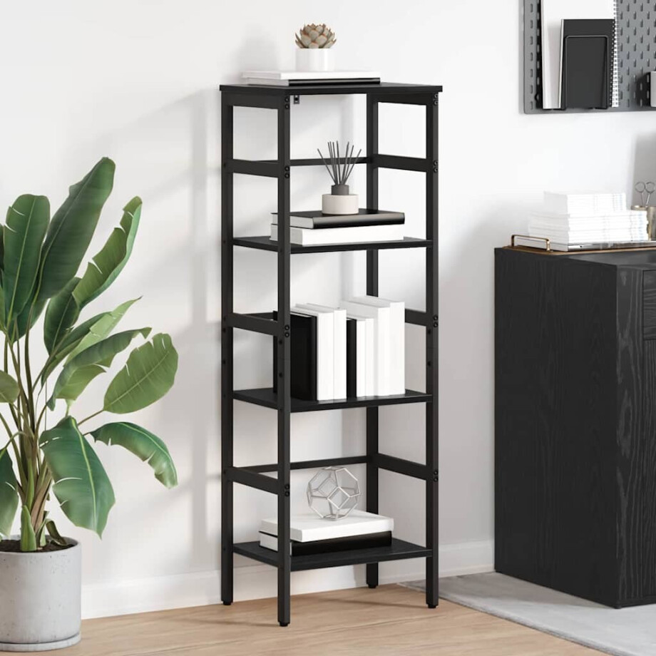 vidaXL Boekenkast Zwart Eiken 40 x 29,5 x 115 cm Bewerkt hout vidaXL Boekenkast Zwart Eiken 40 x 29,5 x 115 cm Bewerkt hout afbeelding 1