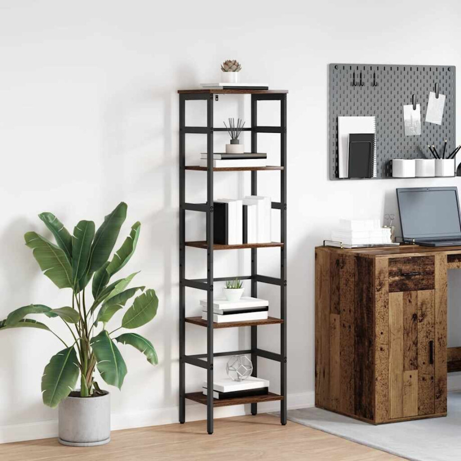 vidaXL Boekenkast Oud Hout 40 x 29,5 x 149 cm Bewerkt hout afbeelding 1