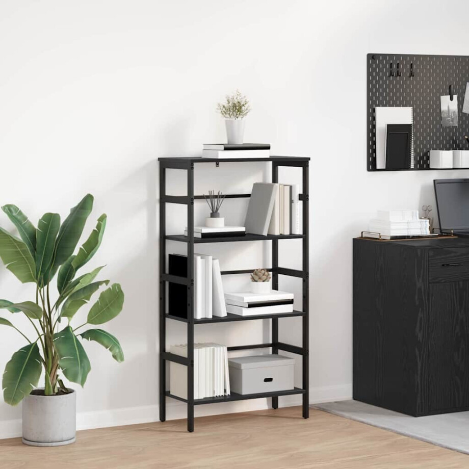 vidaXL Boekenkast Zwart Eiken 60 x 29,5 x 115 cm Bewerkt hout vidaXL Boekenkast Zwart Eiken 60 x 29,5 x 115 cm Bewerkt hout afbeelding 1
