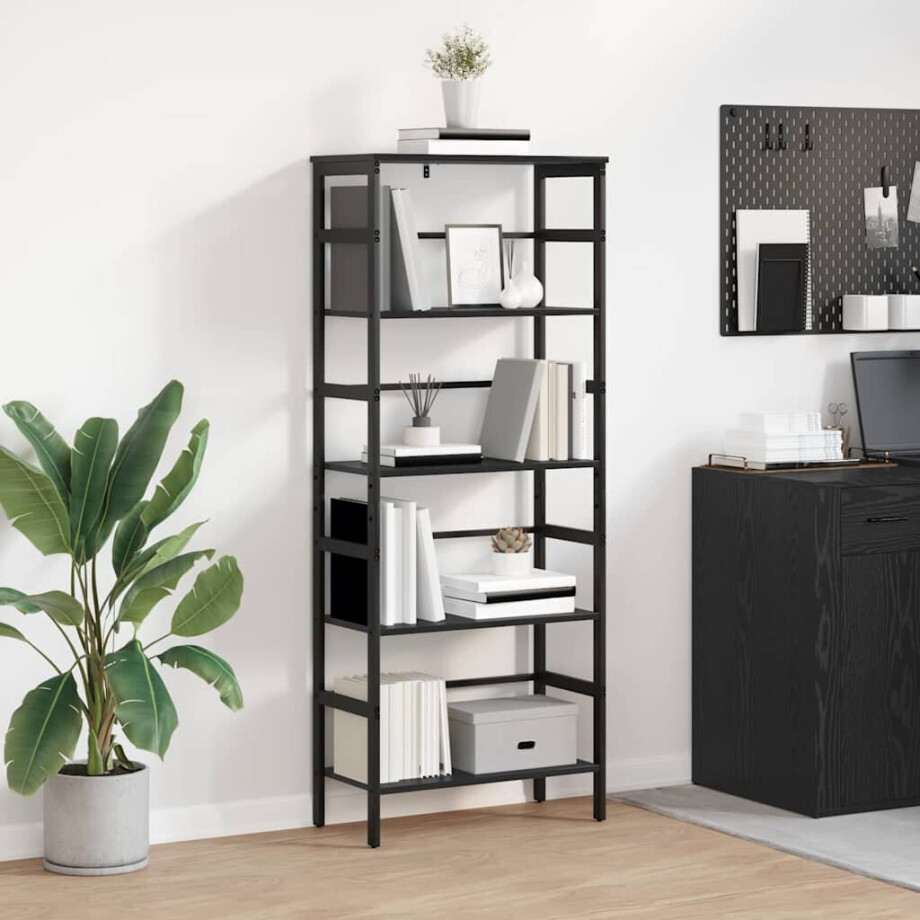 vidaXL Boekenkast Zwart Eiken 60 x 29,5 x 149 cm Bewerkt hout afbeelding 1