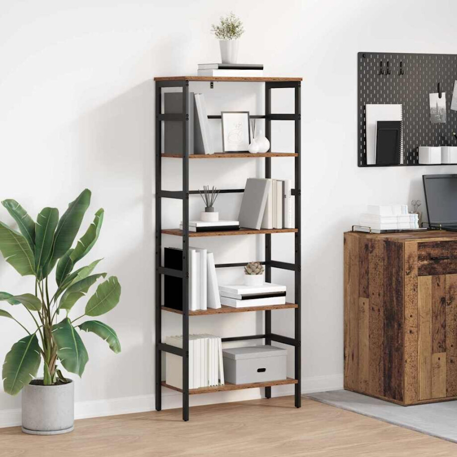 vidaXL Boekenkast Oud Hout 60 x 29,5 x 149 cm Bewerkt hout afbeelding 1