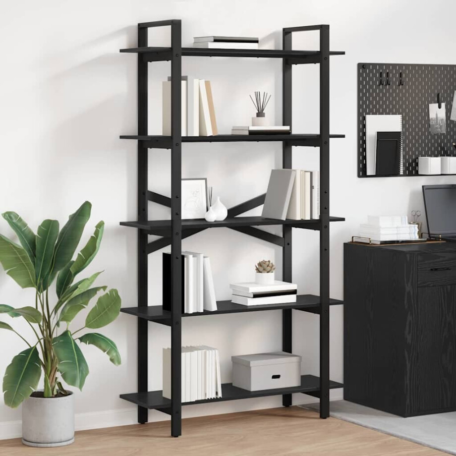 vidaXL Boekenkast Zwart Eiken 100 x 33,5 x 178 cm Bewerkt hout afbeelding 1