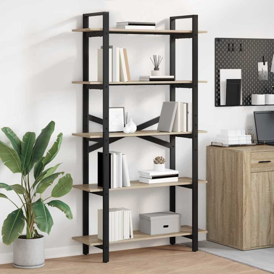vidaXL Boekenkast Sonoma Eiken 100 x 33,5 x 178 cm Bewerkt hout afbeelding 1