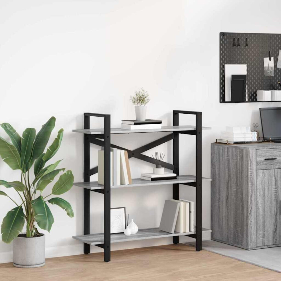 vidaXL Boekenkast Grijs Sonoma 100 x 33,5 x 102 cm Bewerkt hout afbeelding 1