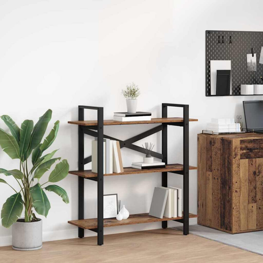 vidaXL Boekenkast Oud Hout 100 x 33,5 x 102 cm Bewerkt hout afbeelding 1