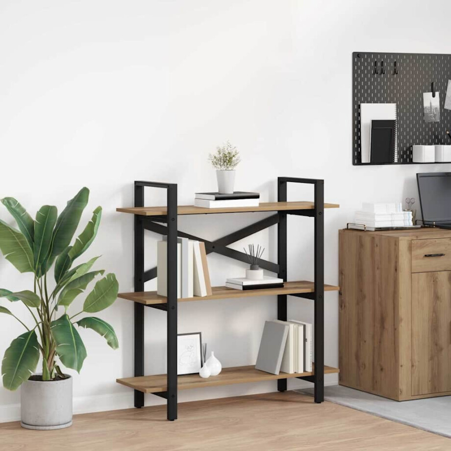vidaXL Boekenkast Artisan Eiken 100 x 33,5 x 102 cm Bewerkt hout vidaXL Boekenkast Artisan Eiken 100 x 33,5 x 102 cm Bewerkt hout afbeelding 1