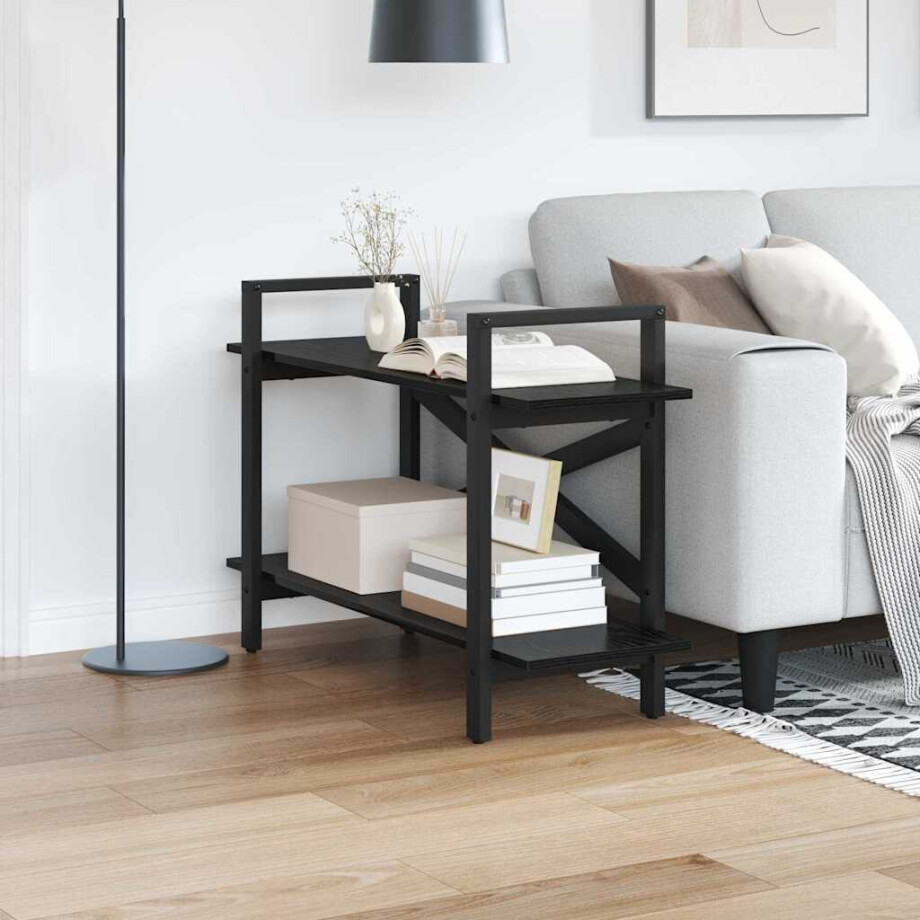 vidaXL Boekenkast Zwart Eiken 100 x 33,5 x 64 cm Bewerkt hout vidaXL Boekenkast Zwart Eiken 100 x 33,5 x 64 cm Bewerkt hout afbeelding 1