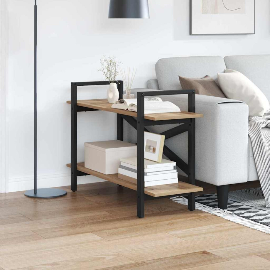 vidaXL Boekenkast Artisan Eiken 100 x 33,5 x 64 cm Bewerkt hout vidaXL Boekenkast Artisan Eiken 100 x 33,5 x 64 cm Bewerkt hout afbeelding 1