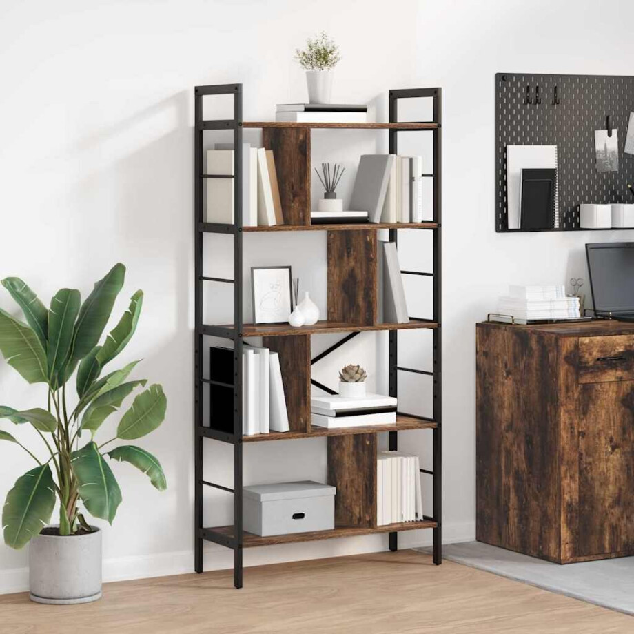 vidaXL Boekenkast Gerookt eiken 75 x 30 x 156 cm Bewerkt hout afbeelding 1