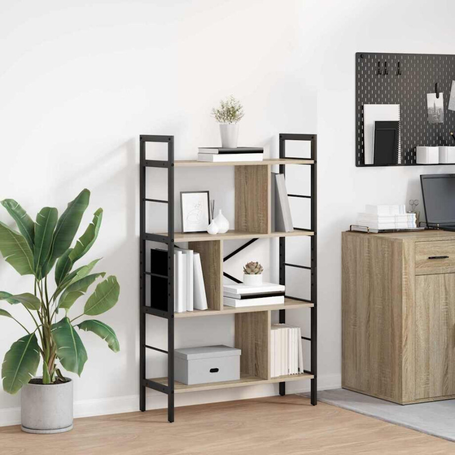 vidaXL Boekenkast Sonoma Eiken 75 x 30 x 123,5 cm Bewerkt hout afbeelding 1