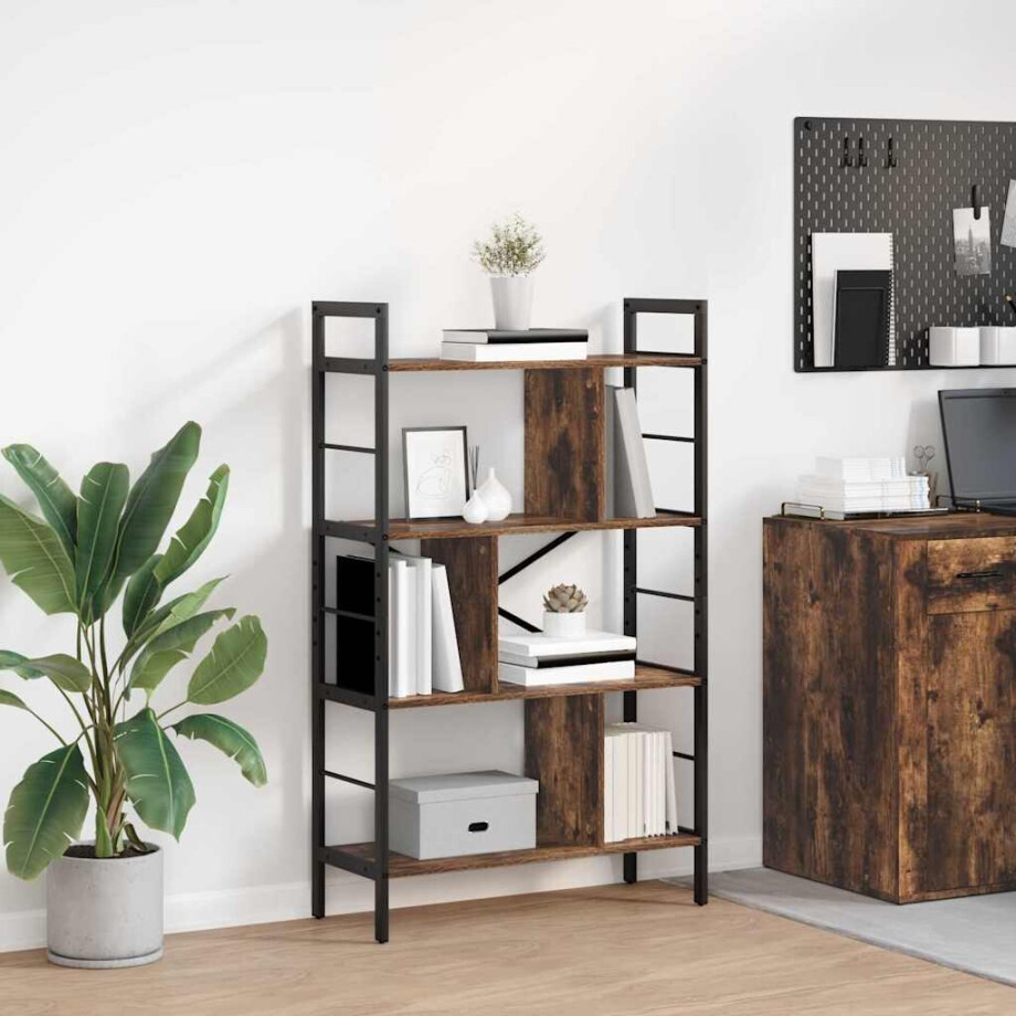 vidaXL Boekenkast Gerookt eiken 75 x 30 x 123,5 cm Bewerkt hout afbeelding 1
