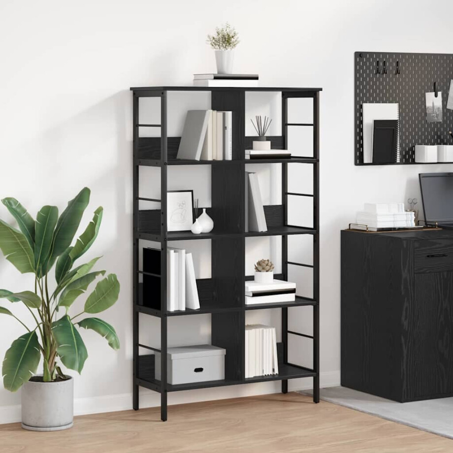 vidaXL Boekenkast Zwart Eiken 82 x 32 x 144,5 cm Bewerkt hout afbeelding 1