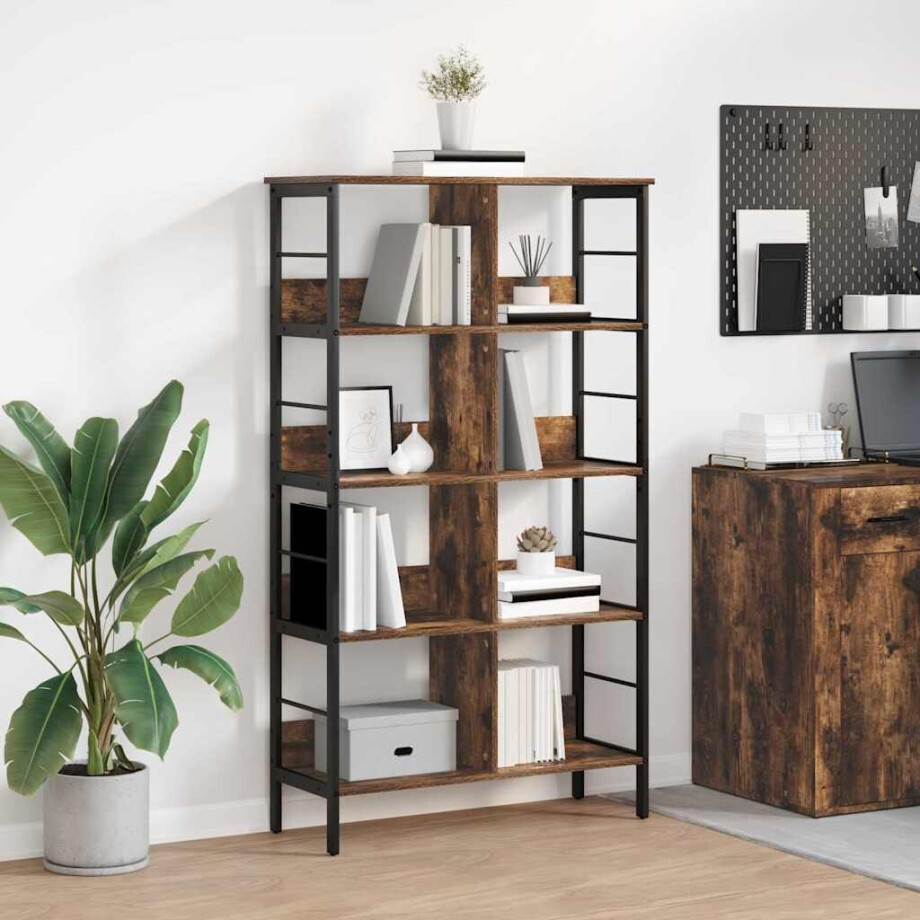 vidaXL Boekenkast Gerookt eiken 82 x 32 x 144,5 cm Bewerkt hout afbeelding 1