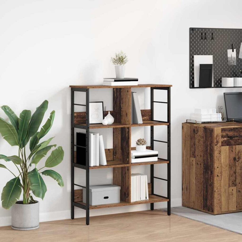 vidaXL Boekenkast Oud Hout 82 x 32 x 112 cm Bewerkt hout afbeelding 1