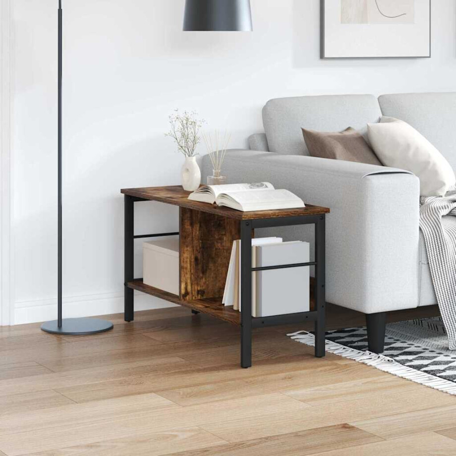 vidaXL Boekenkast Gerookt eiken 82 x 32 x 47 cm Bewerkt hout afbeelding 1