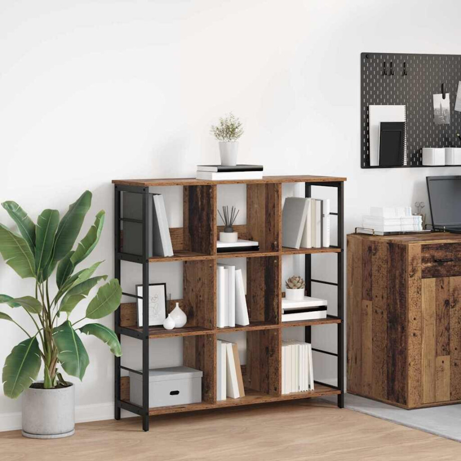 vidaXL Boekenkast Oud Hout 102 x 32 x 104,5 cm Bewerkt hout afbeelding 1