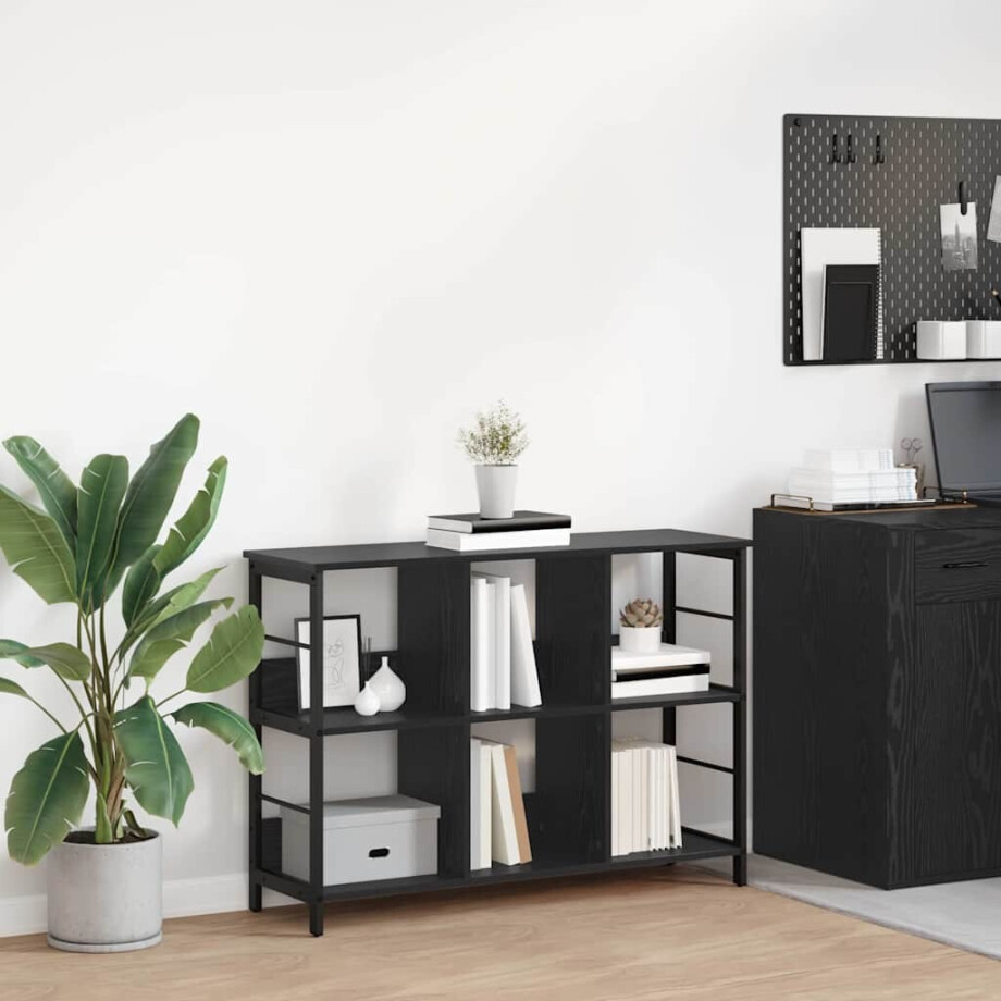 vidaXL Boekenkast Zwart Eiken 102 x 32 x 72,5 cm Bewerkt hout afbeelding 1
