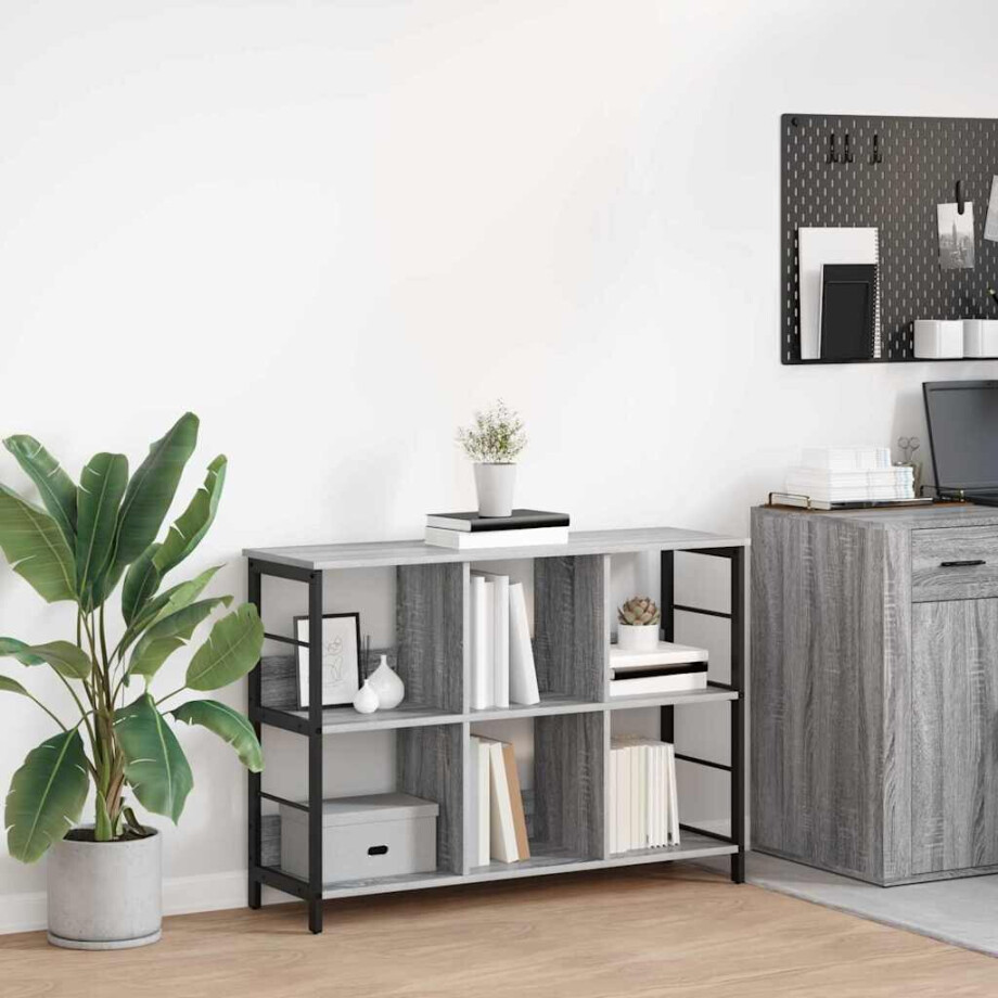 vidaXL Boekenkast Grijs Sonoma 102 x 32 x 72,5 cm Bewerkt hout vidaXL Boekenkast Grijs Sonoma 102 x 32 x 72,5 cm Bewerkt hout afbeelding 1