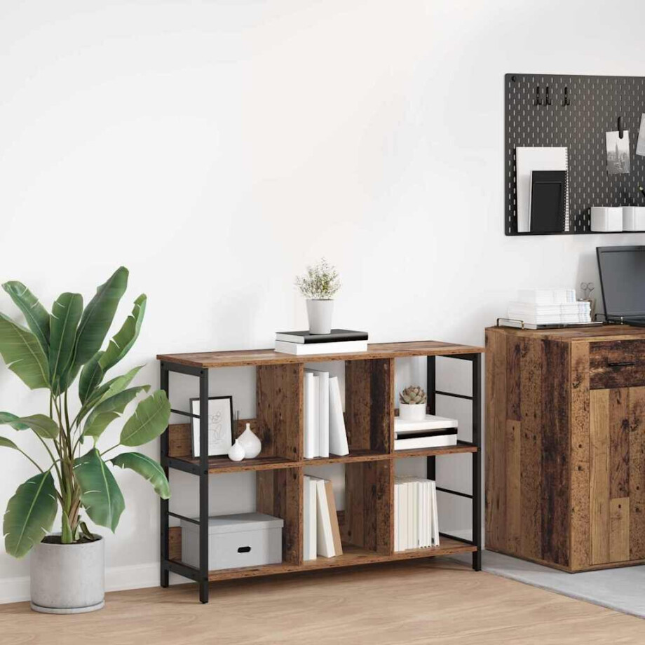 vidaXL Boekenkast Oud Hout 102 x 32 x 72,5 cm Bewerkt hout afbeelding 1