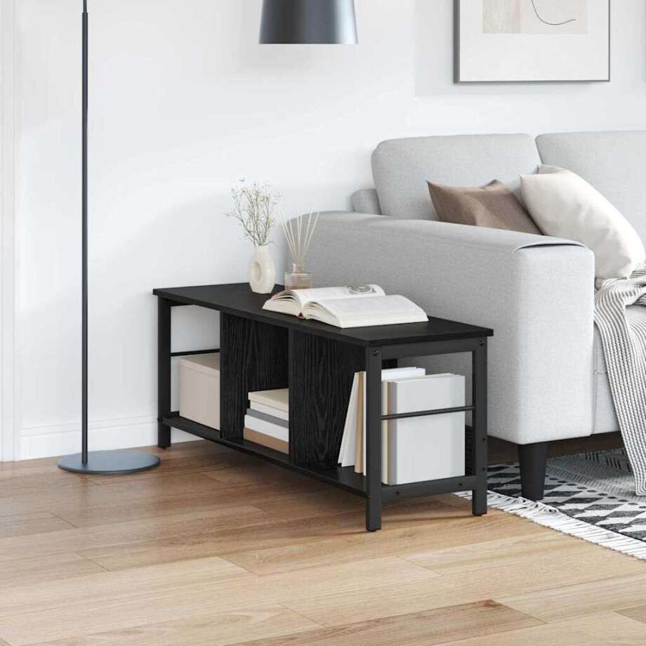 vidaXL Boekenkast Zwart Eiken 102 x 32 x 40,5 cm Bewerkt hout afbeelding 1