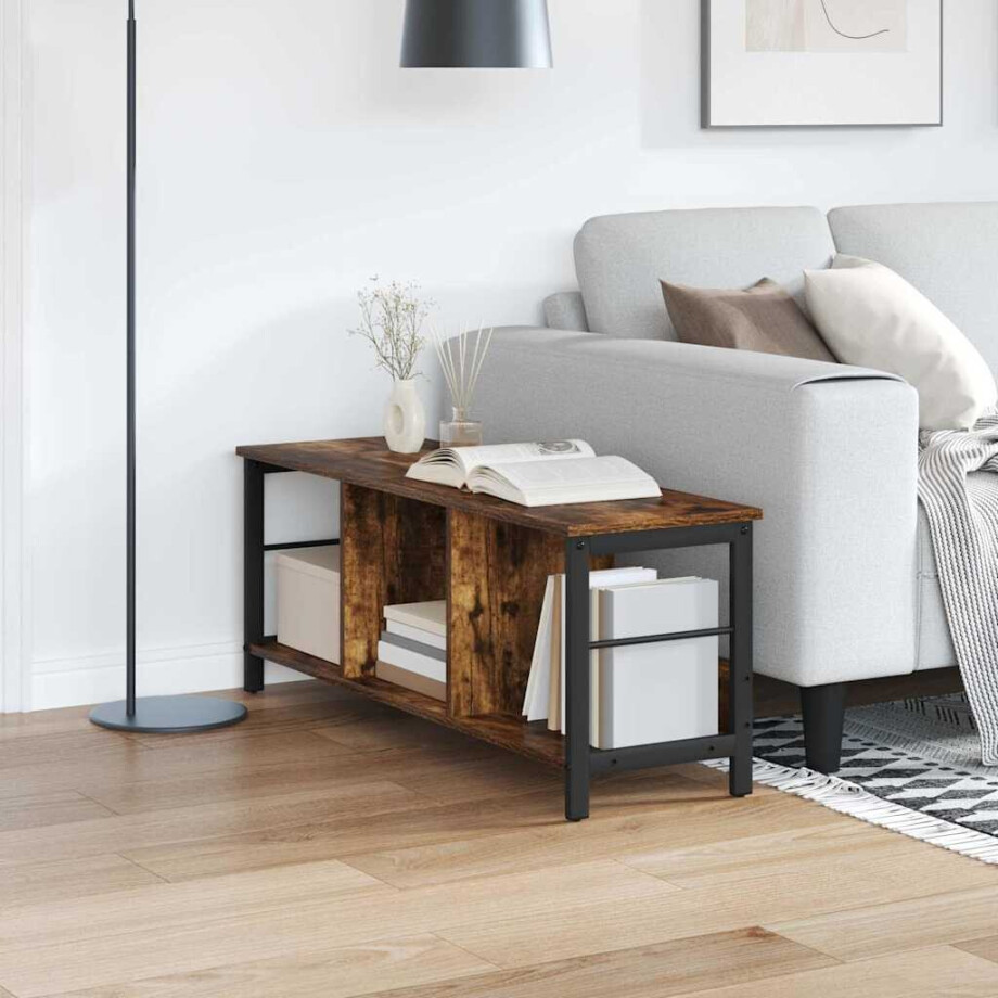 vidaXL Boekenkast Gerookt eiken 102 x 32 x 40,5 cm Bewerkt hout afbeelding 1