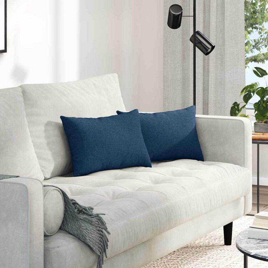 vidaXL Sofa Kussens 2 pcs Blauw 50 x 30 cm Stof afbeelding 1