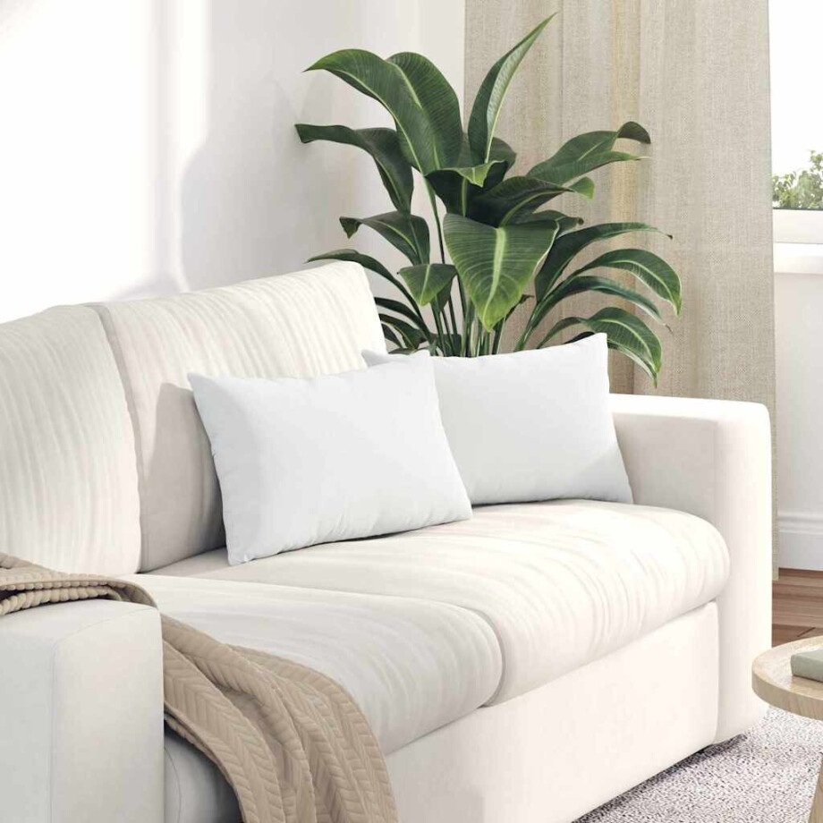 vidaXL Sofa Kussens 2 pcs Wit 50 x 30 cm Stof afbeelding 1