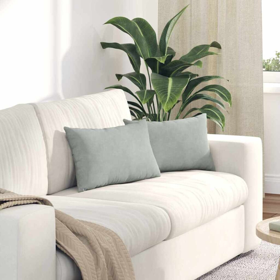 vidaXL Sofa Kussens 2 stuks Lichtgrijs 50 x 30 cm Cordstof afbeelding 1