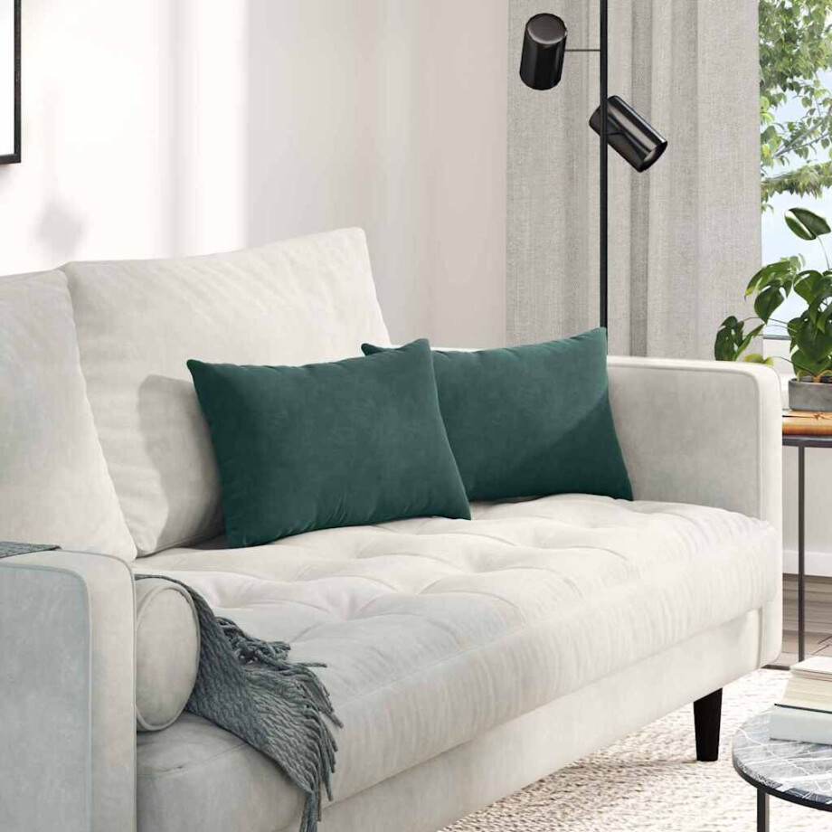 vidaXL Sofa Kussens 2 stuks Donkergroen 50 x 30 cm Cordstof afbeelding 1
