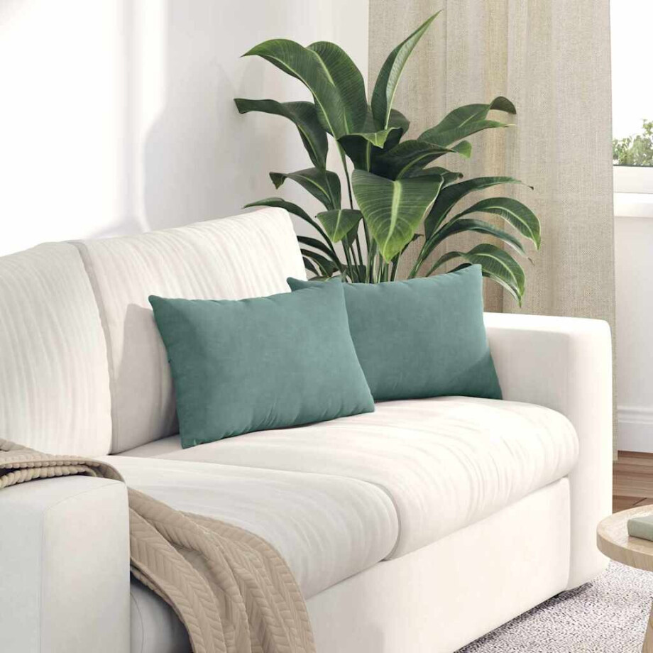 vidaXL Sofa Kussens 2 stuks Zeegroen 50 x 30 cm Cordstof afbeelding 1