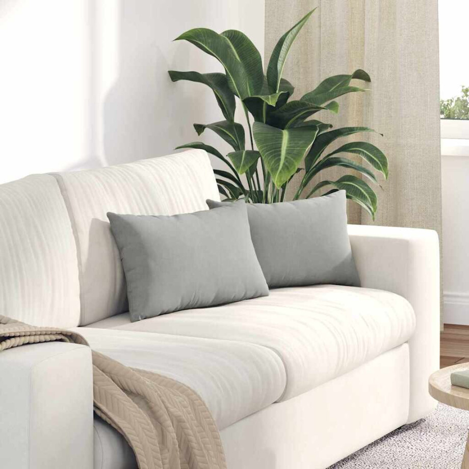vidaXL Sofa Kussens 2 stuks Lichtgrijs 50 x 30 cm Stof afbeelding 1
