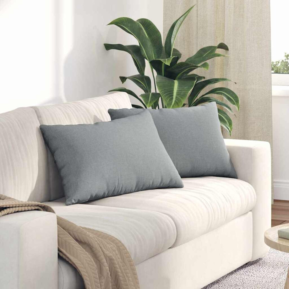 vidaXL Sofa Kussens 2 pcs Lichtgrijs 60 x 40 cm Stof afbeelding 1